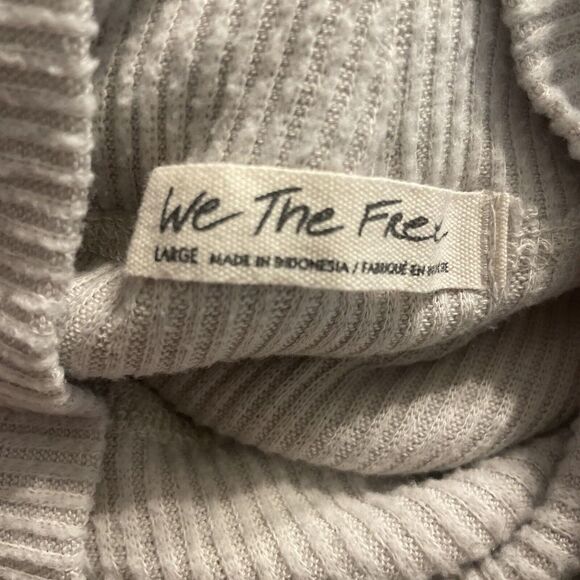 Free People Juicy Long Sleeve Top Large Ribbed Cowl Neck Split Back Cream - Picture 6 of 7